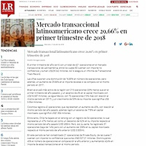 Mercado transaccional latinoamericano crece 29,66% en primer trimestre de 2018